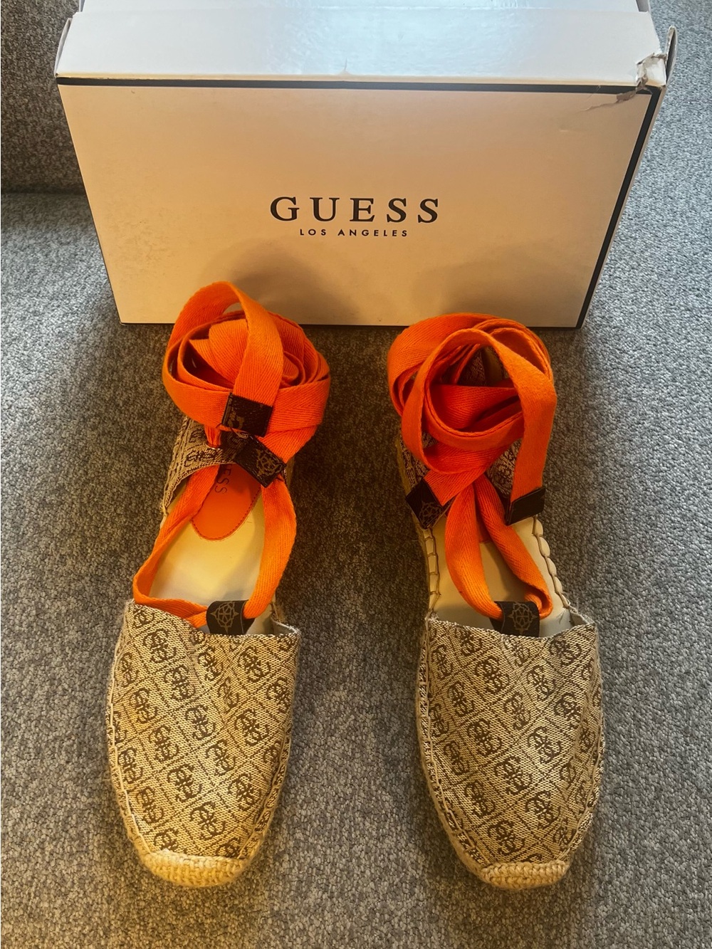 GUESS Orange Logo Espadrille Lace-Up Flats
